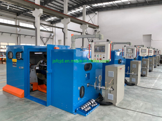 China Fuchuan Best Quality High Speed Copper Wire Buncher Touchscreen PLC Control Double Twisting Winding Drawing Machine Machinery 0.08-0.45mm Wire and Cable