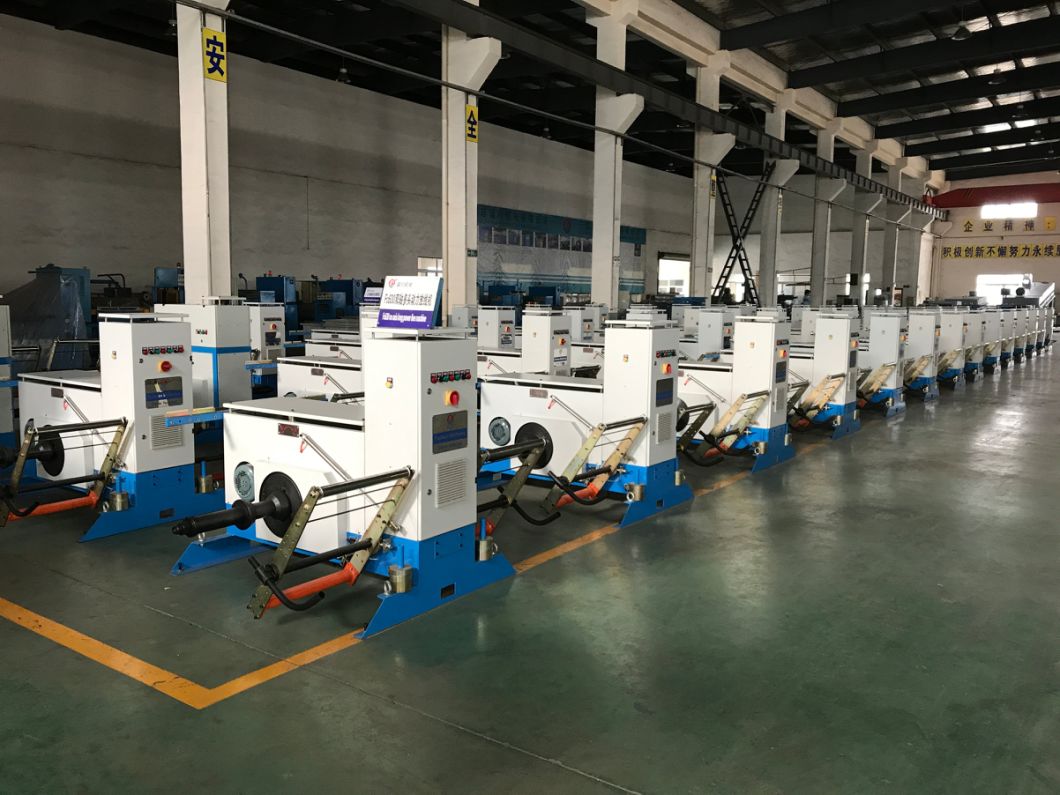 Double Shaft Copper Wire Cable Active Pay off Winding Cutting Rewinding Stranding Bunching Buncher Twist Twisting Twister Coiling Coiler Machine