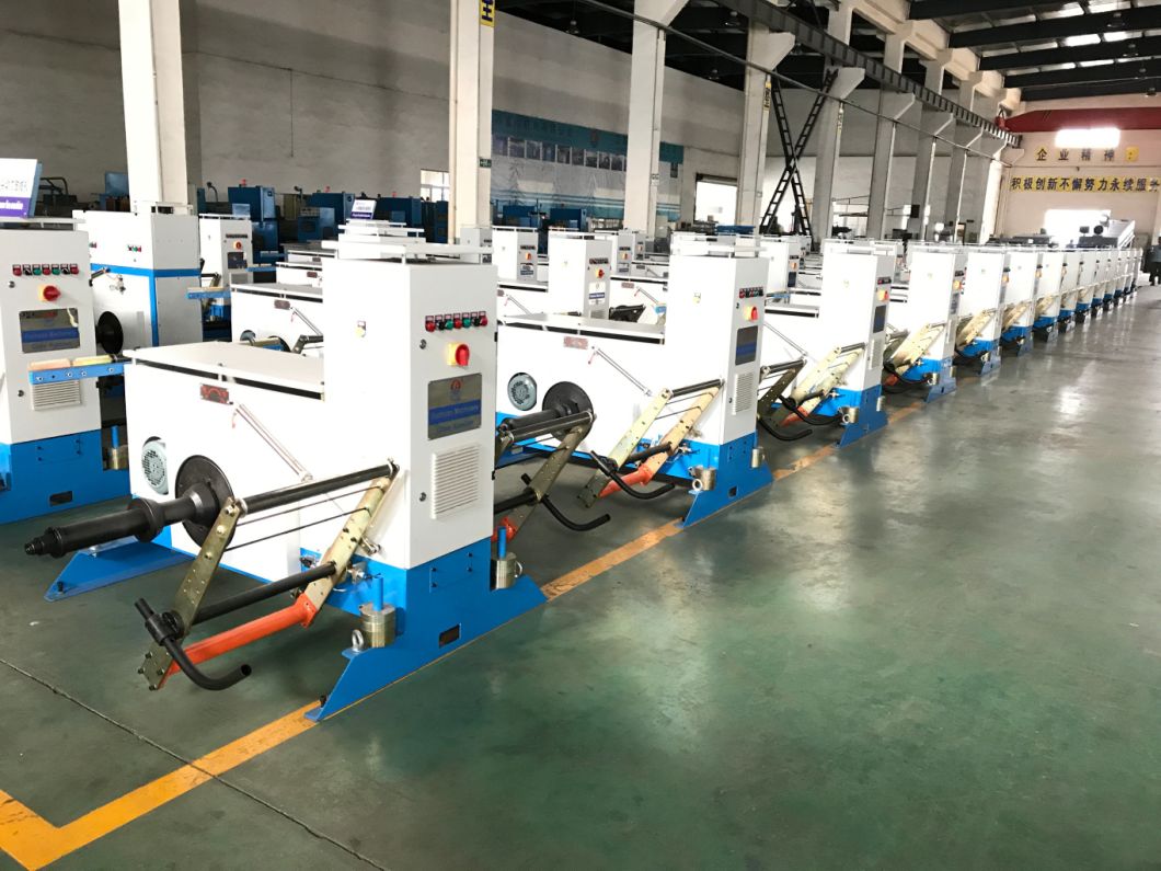 Double Shaft Copper Wire Cable Active Pay off Winding Cutting Rewinding Stranding Bunching Buncher Twist Twisting Twister Coiling Coiler Machine